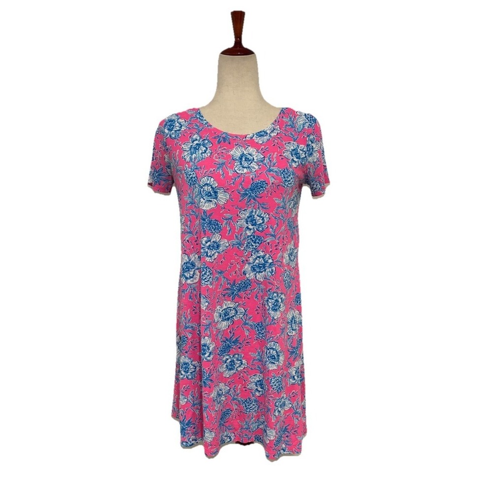 LILLY PULITZER Cody Roxie Pink Wave N Sea Floral Swing Knit Dress Women's S